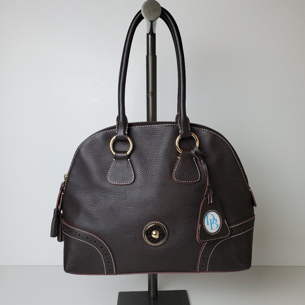 Dooney Bourke Medium Domed Satchel Brown T'moro Pebble Leather Purse New w/ tags
